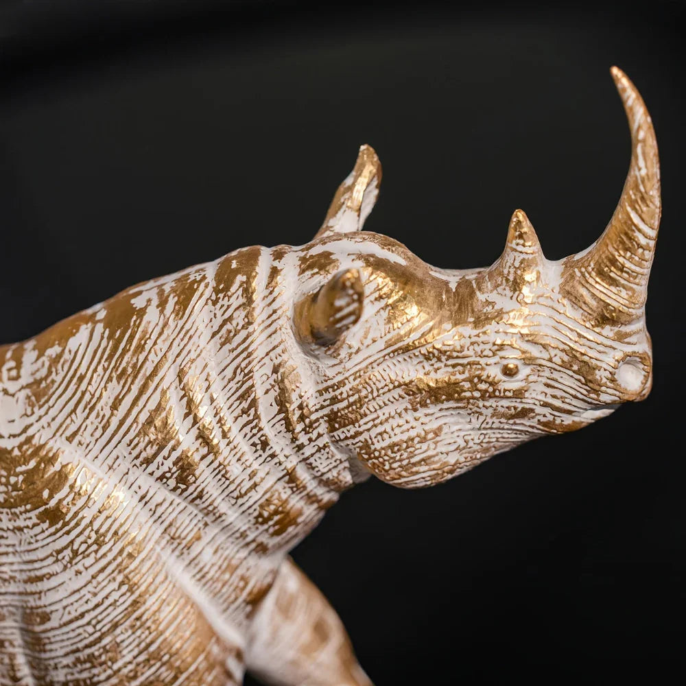 Golden Metallic Rhino Statue -House of Avana