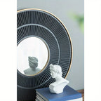 Round Wooden Mirror with Golden Frame - House Of Avana