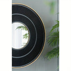 Round Wooden Mirror with Golden Frame - House Of Avana