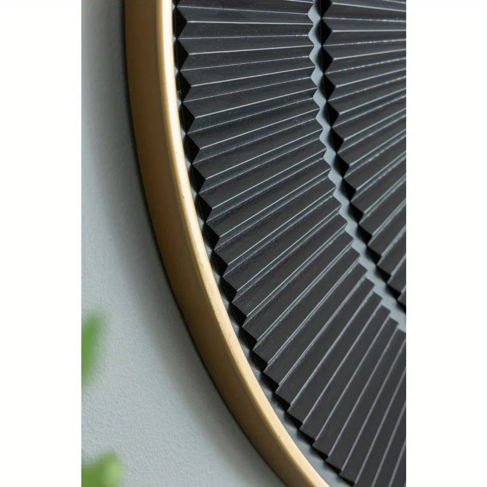 Round Wooden Mirror with Golden Frame - House Of Avana