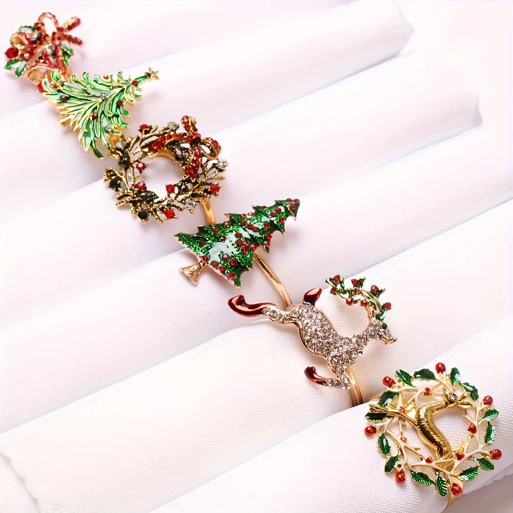 [6pcs Golden Napkin Rings] 6pcs Golden Napkin Rings | Perfect for Christmas, Thanksgiving, Easter, Birthdays and More! | Festive Table Settings, Storage Racks House Of Avana