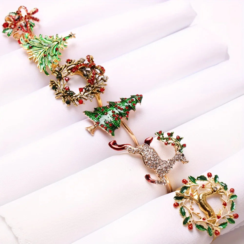 [6pcs Golden Napkin Rings] 6pcs Golden Napkin Rings | Perfect for Christmas, Thanksgiving, Easter, Birthdays and More! | Festive Table Settings, Storage Racks House Of Avana