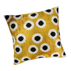 Golden Orbs Silk Velvet Ikat Throw Pillow Cover X 20, back view - House Of Avana
