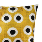 Golden Orbs Silk Velvet Ikat Throw Pillow Cover X 20, side view - House Of Avana