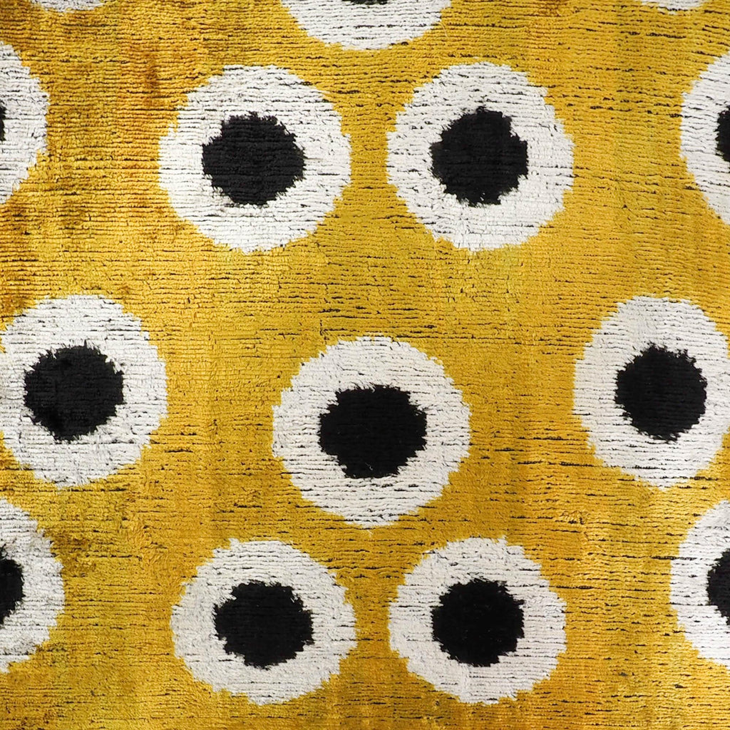 Golden Orbs Silk Velvet Ikat Throw Pillow Cover X 20, detail shot - House Of Avana