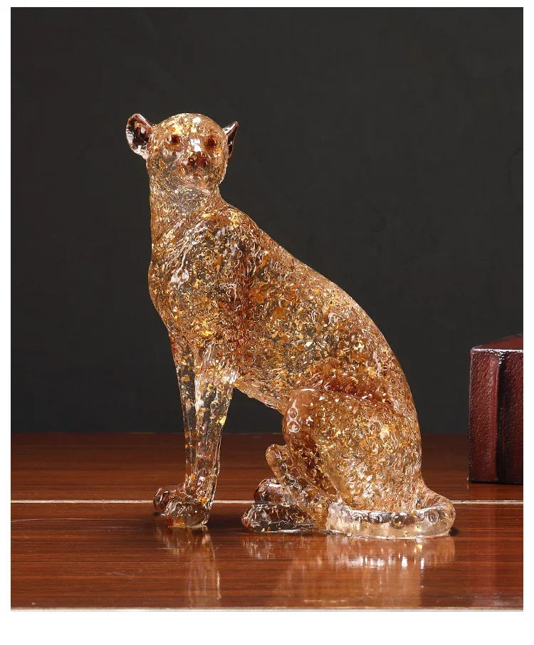 Animal Sculpture - Golden Leopard Ornament, alternate view - House Of Avana