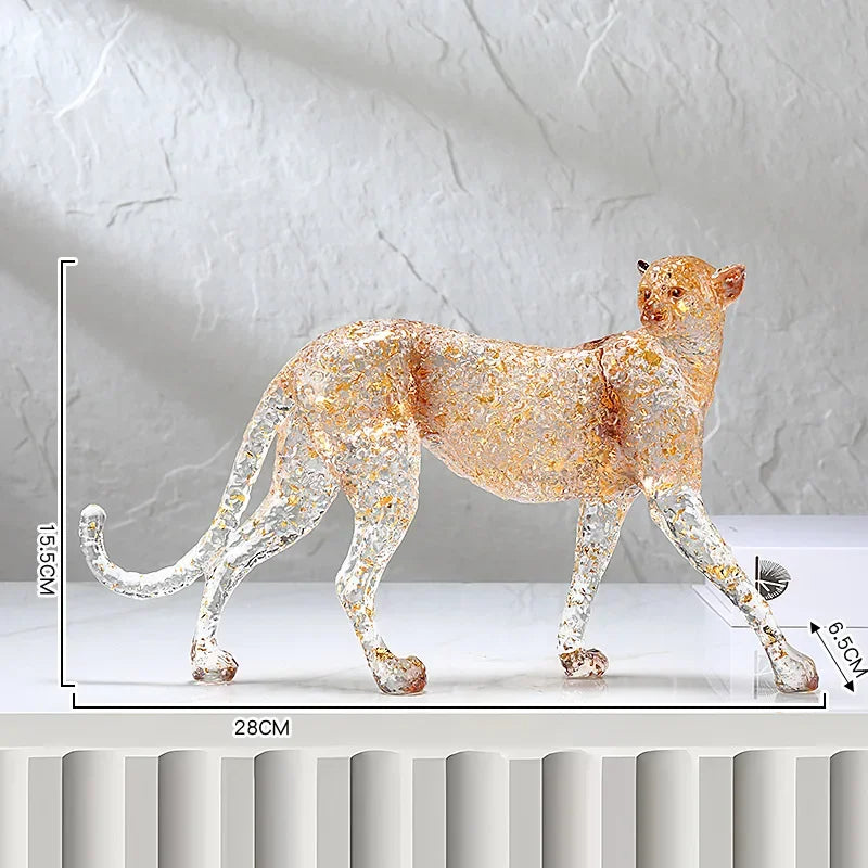 Animal Sculpture - Golden Leopard Ornament, alternate view - House Of Avana