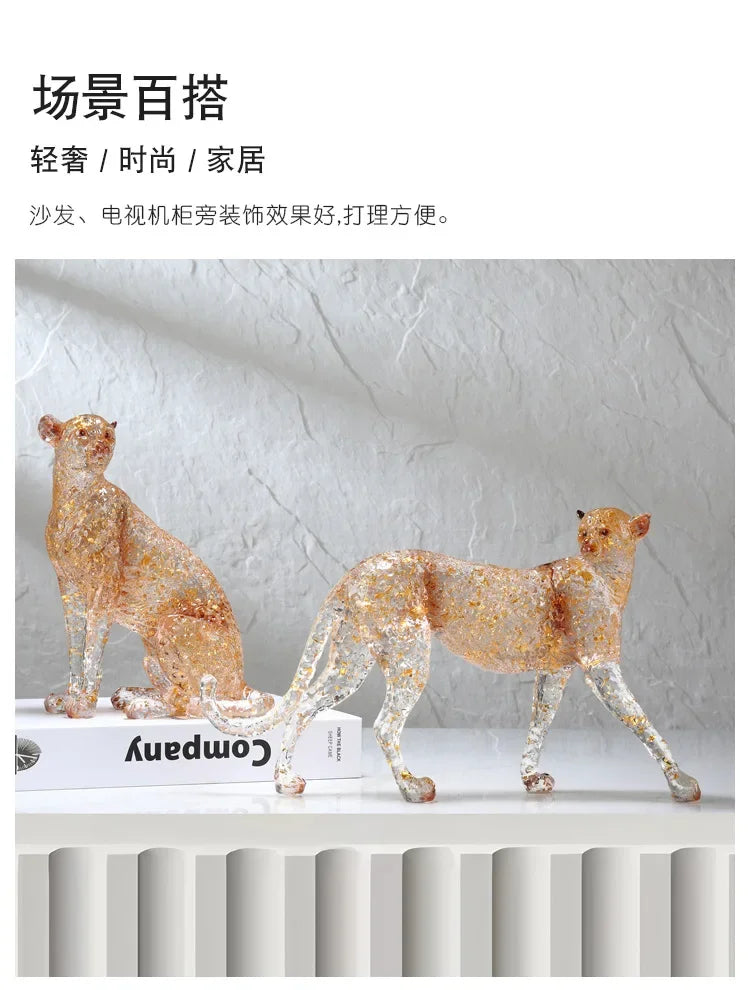 Animal Sculpture - Golden Leopard Ornament, alternate view - House Of Avana
