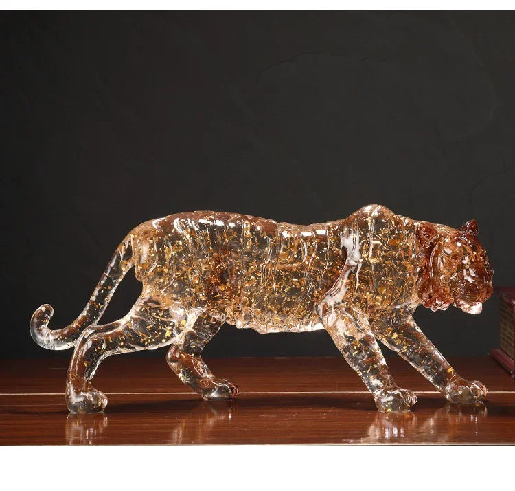 Animal Sculpture - Golden Leopard Ornament, alternate view - House Of Avana