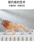 Animal Sculpture - Golden Leopard Ornament, angled view - House Of Avana