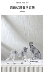 Animal Sculpture - Golden Leopard Ornament, angled view - House Of Avana