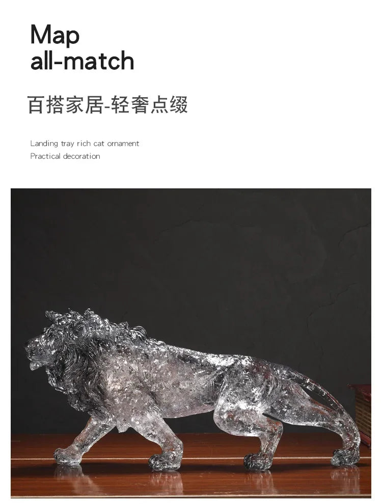 Animal Sculpture - Golden Leopard Ornament, close-up view - House Of Avana