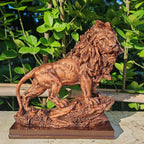 Majestic Lion Sculpture - Golden Collectible Figurine, side view - House Of Avana