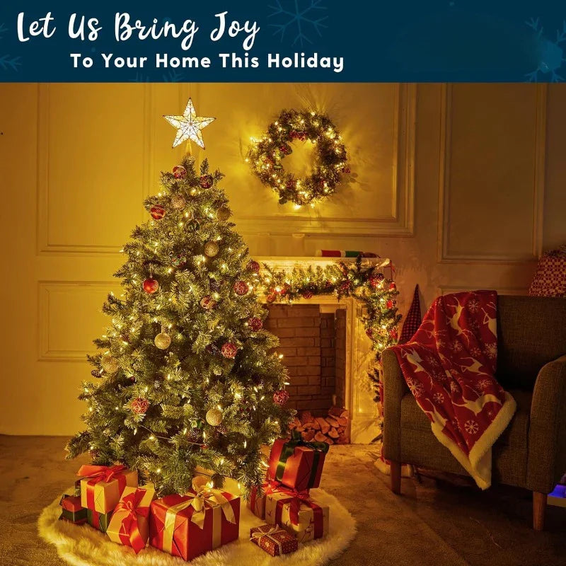 SYNCFUN 9 inch Lighted PVC Star Christmas Tree Topper, Golden Glitter Swirl Treetop Decorations with 10 Warm White LED, Battery Powered for Home Holiday Xmas Party Indoor Decor, Outdoor festival lighting, Tree Topper Accessor House Of Avana [[SKU:HOA-XMS-014]]