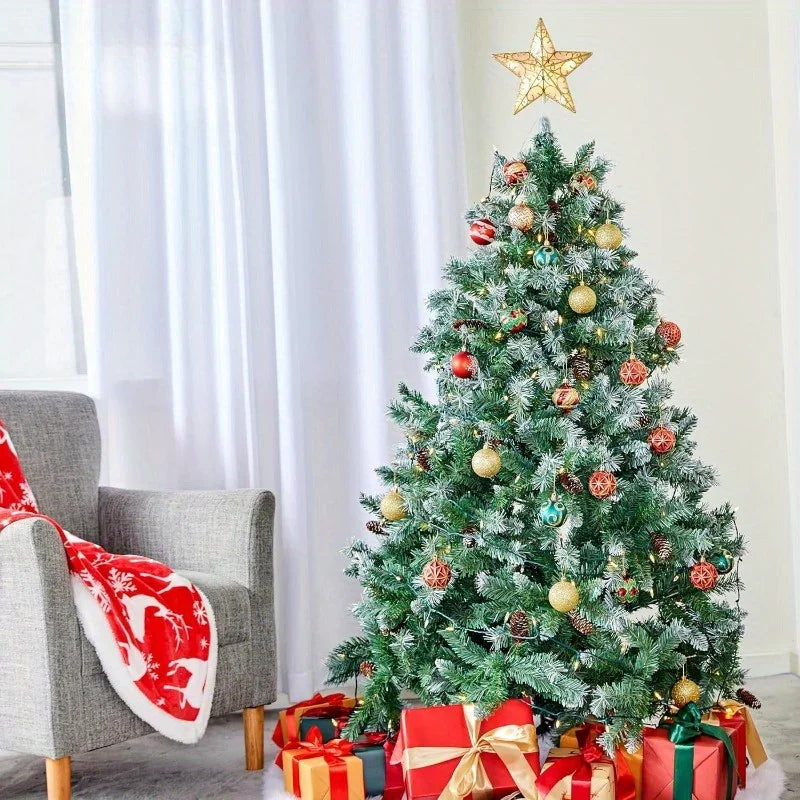 SYNCFUN 9 inch Lighted PVC Star Christmas Tree Topper, Golden Glitter Swirl Treetop Decorations with 10 Warm White LED, Battery Powered for Home Holiday Xmas Party Indoor Decor, Outdoor festival lighting, Tree Topper Accessor House Of Avana [[SKU:HOA-XMS-014]]