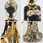 Golden African Woman Statue - House Of Avana