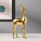 Golden Deer Figurines European Fengshui Ornaments Resin Handmade Art Crafts Animal Statue for Home... - House Of Avana