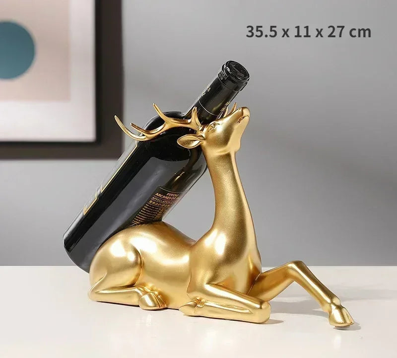 Golden Deer Figurines European Fengshui Ornaments Resin Handmade Art Crafts Animal Statue for Home... - House Of Avana