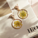 "Golden Sunburst" Yellow Lace Flower Earrings