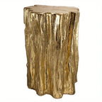 13.5x13x20" Unique Golden Tree Trunk Stool Antique Golden Distressed Accent Side Table - House Of Avana