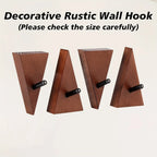 Walnut Wall Hooks with Golden Decorations, 4-hook Rust Proof Set, angled view - House Of Avana