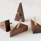 Walnut Wall Hooks with Golden Decorations, 4-hook Rust Proof Set, lifestyle image - House Of Avana