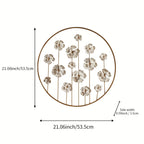 Iron Floral Wall Art with Golden Accents and White Flowers, alternate view - House Of Avana