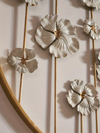 Iron Floral Wall Art with Golden Accents and White Flowers, product packaging - House Of Avana