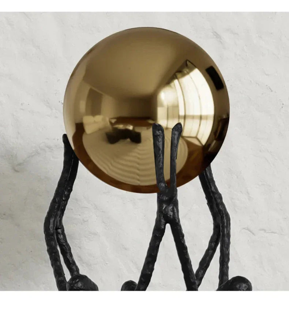 Golden Ball Weightlifter Figures Statue Desk Decoration Ornaments Abstract Character Metal Sculpture Room Aesthetic Decor - House Of Avana