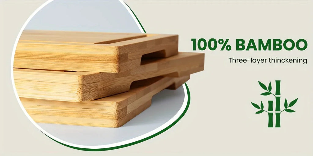 4pcs Oversized Bamboo Cutting Board, Equipped With Cutting Board Rack, Kitchen Gadgets, Juice Groove, Knife Friendly, Invisible Handle, Multifunctional Board, The Best Gift For Family, Friends And Relative. Mother'S Day.Fathe House Of Avana