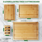 4pcs Oversized Bamboo Cutting Board, Equipped With Cutting Board Rack, Kitchen Gadgets, Juice Groove, Knife Friendly, Invisible Handle, Multifunctional Board, The Best Gift For Family, Friends And Relative. Mother'S Day.Fathe House Of Avana