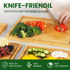 4pcs Oversized Bamboo Cutting Board, Equipped With Cutting Board Rack, Kitchen Gadgets, Juice Groove, Knife Friendly, Invisible Handle, Multifunctional Board, The Best Gift For Family, Friends And Relative. Mother'S Day.Fathe House Of Avana