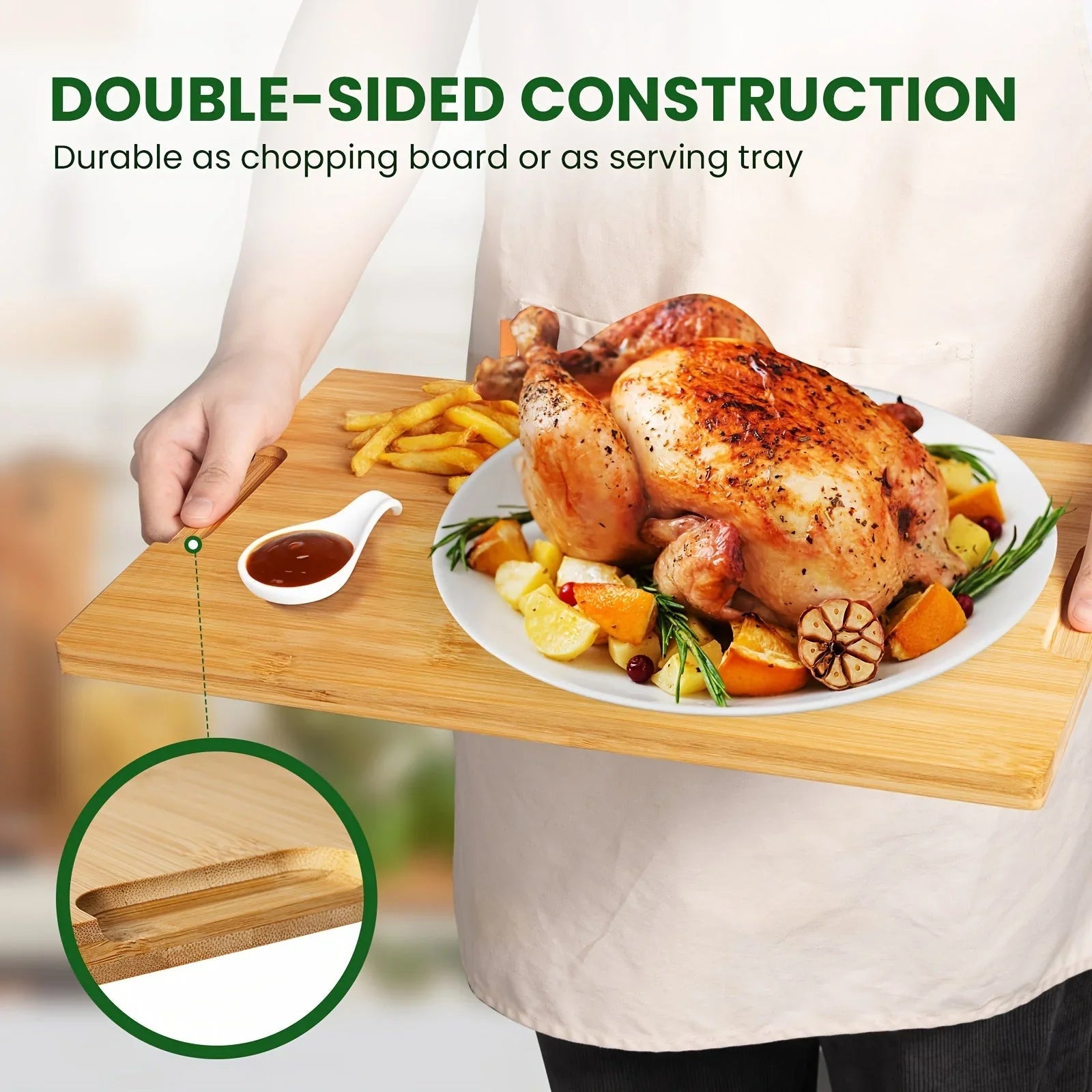 4pcs Oversized Bamboo Cutting Board, Equipped With Cutting Board Rack, Kitchen Gadgets, Juice Groove, Knife Friendly, Invisible Handle, Multifunctional Board, The Best Gift For Family, Friends And Relative. Mother'S Day.Fathe House Of Avana