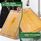 4pcs Oversized Bamboo Cutting Board, Equipped With Cutting Board Rack, Kitchen Gadgets, Juice Groove, Knife Friendly, Invisible Handle, Multifunctional Board, The Best Gift For Family, Friends And Relative. Mother'S Day.Fathe House Of Avana
