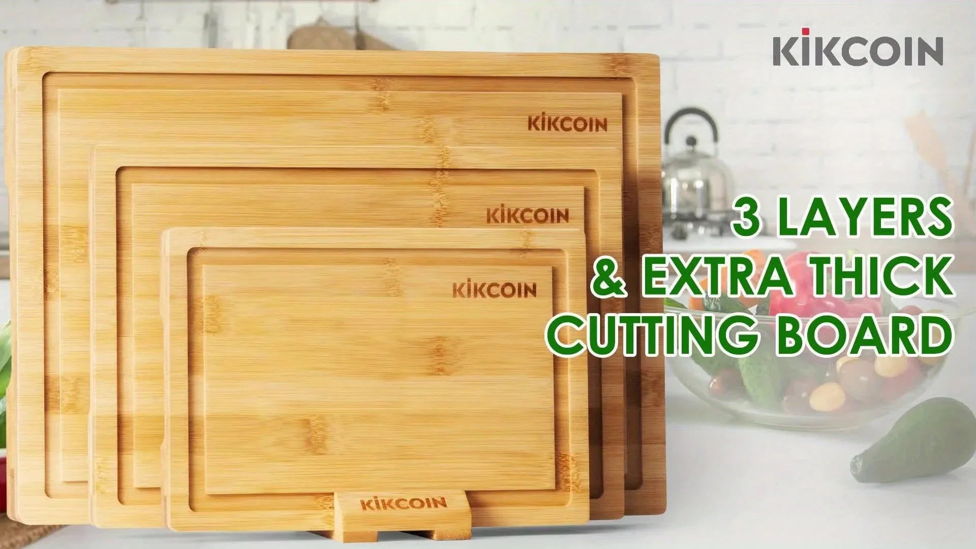 4pcs Oversized Bamboo Cutting Board, Equipped With Cutting Board Rack, Kitchen Gadgets, Juice Groove, Knife Friendly, Invisible Handle, Multifunctional Board, The Best Gift For Family, Friends And Relative. Mother'S Day.Fathe House Of Avana