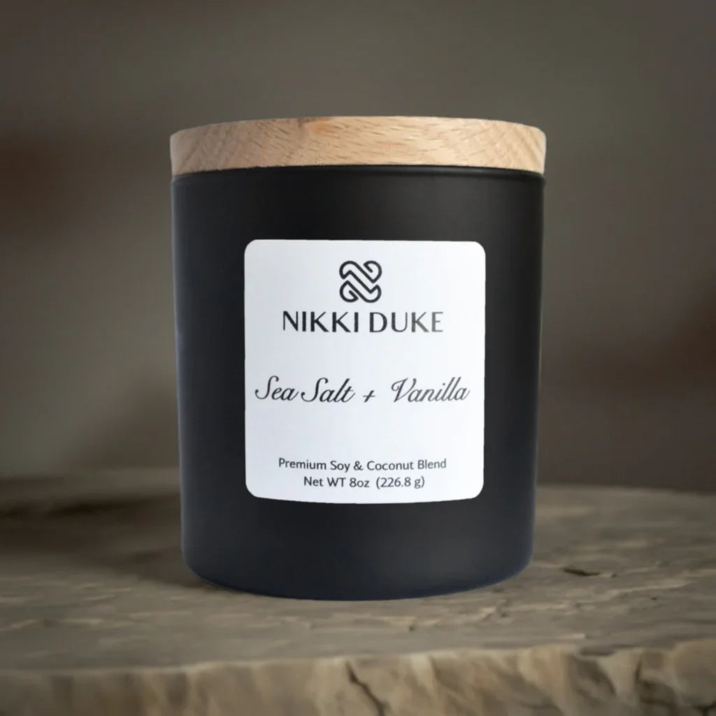 Nikki Duke Sea Salt + Vanilla 8 oz Premium Soy + Coconut Candle Nikki Duke