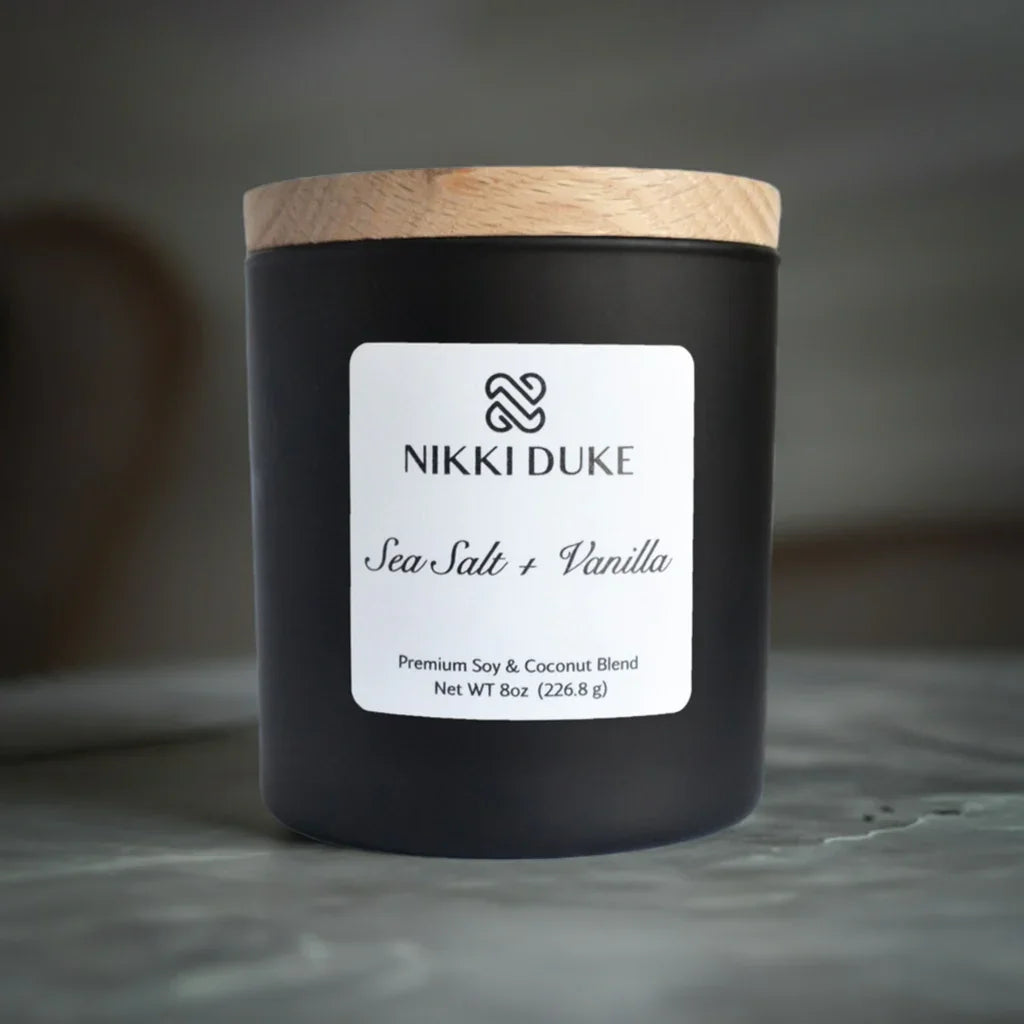 Nikki Duke Sea Salt + Vanilla 8 oz Premium Soy + Coconut Candle Nikki Duke