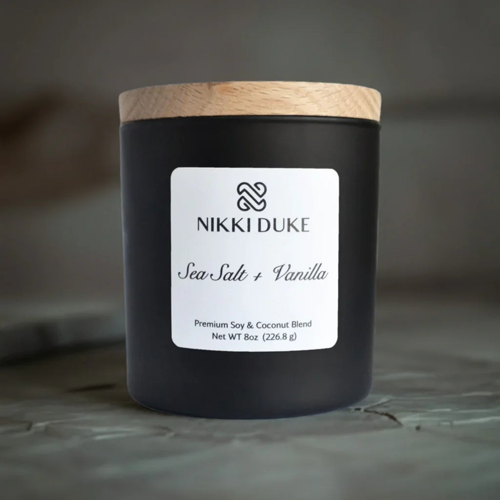 Nikki Duke Sea Salt + Vanilla 8 oz Premium Soy + Coconut Candle Nikki Duke