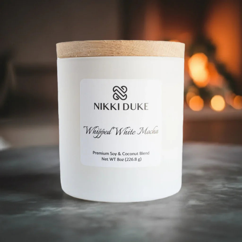 Nikki Duke Whipped White Mocha 8 oz Premium Soy + Coconut Candle Nikki Duke