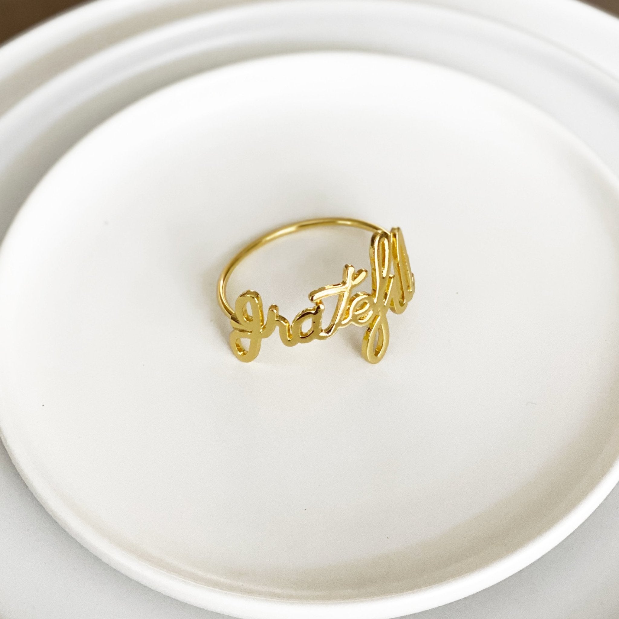 Grateful Napkin Ring - Gold Tea + Linen