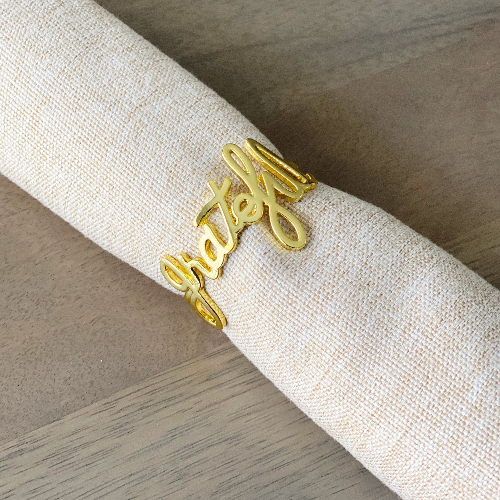 Grateful Napkin Ring - Gold Tea + Linen