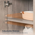 Gray, Console Table with Storage And Adjustable Shelves, Farmhouse Console Table with Storage, Sofa Table Behind The Sofa, Suitable for Entryway, Foyer, Hallway House Of Avana