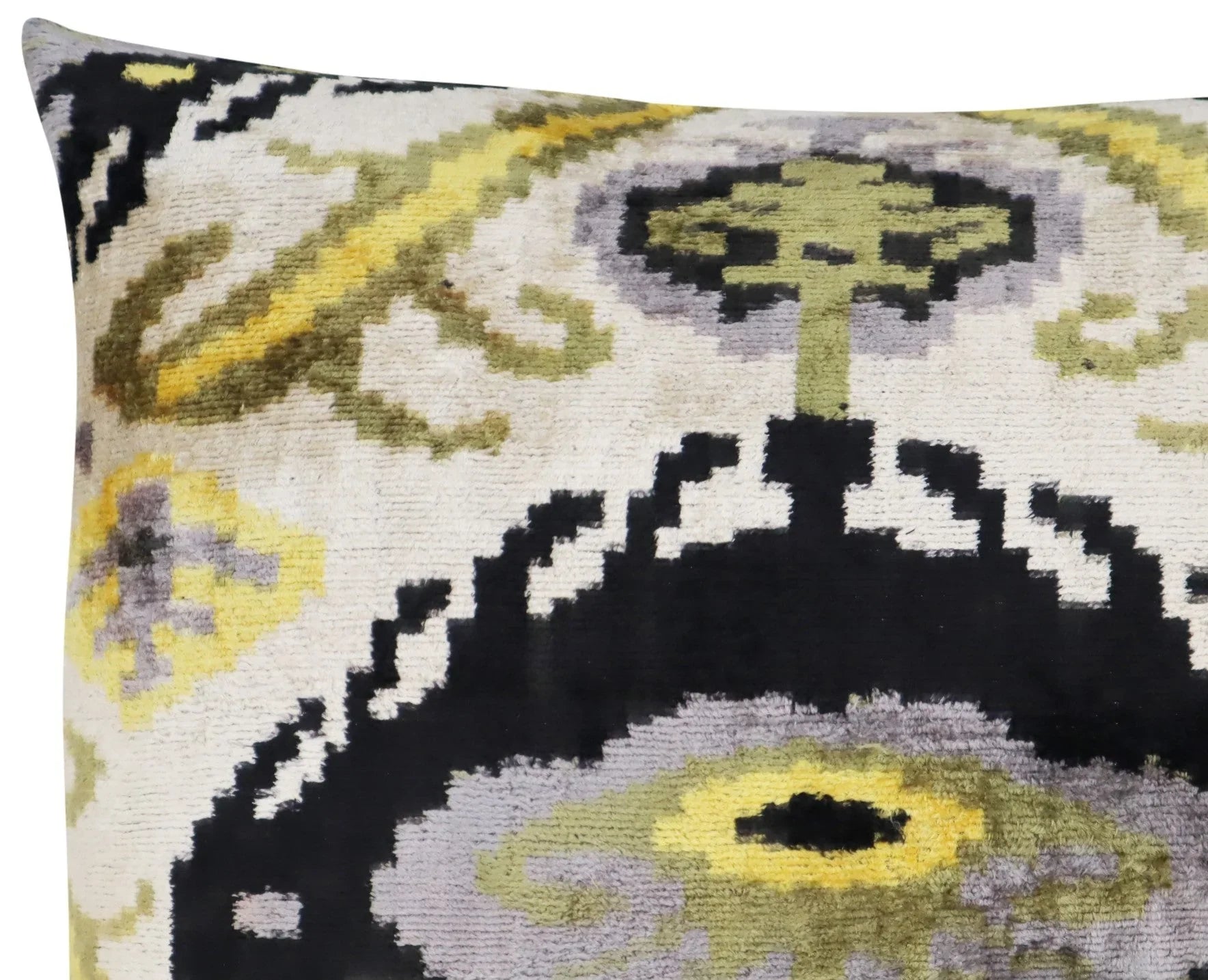 Canvello Handmade Gray Ivory Gold Velvet Throw Pillows - 20x20, back view - House Of Avana