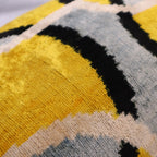 Canvello Luxury Decorative Yellow Gray Pillow with Down Insert- 16x24 in, close-up view - House Of Avana