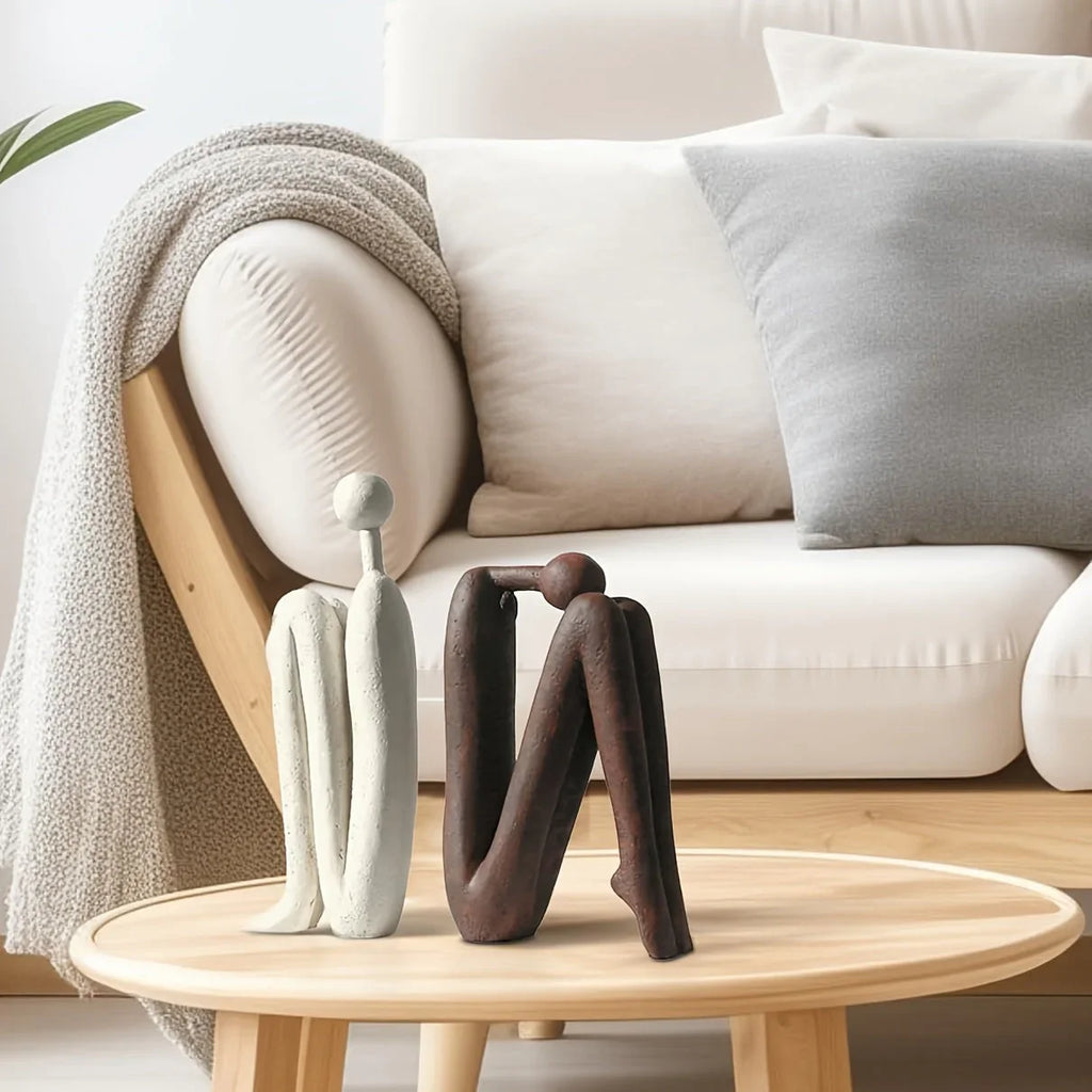 S, Back Against Back Match Man Modern Simple Abstract Human Figure Sculpture, Light Luxury Soft... - House Of Avana