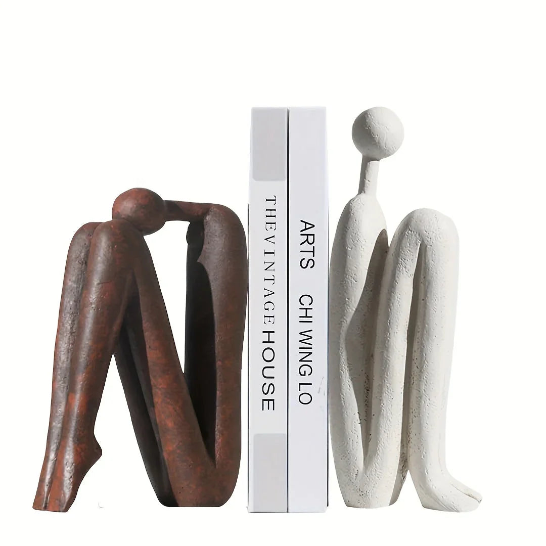 S, Back Against Back Match Man Modern Simple Abstract Human Figure Sculpture, Light Luxury Soft... - House Of Avana