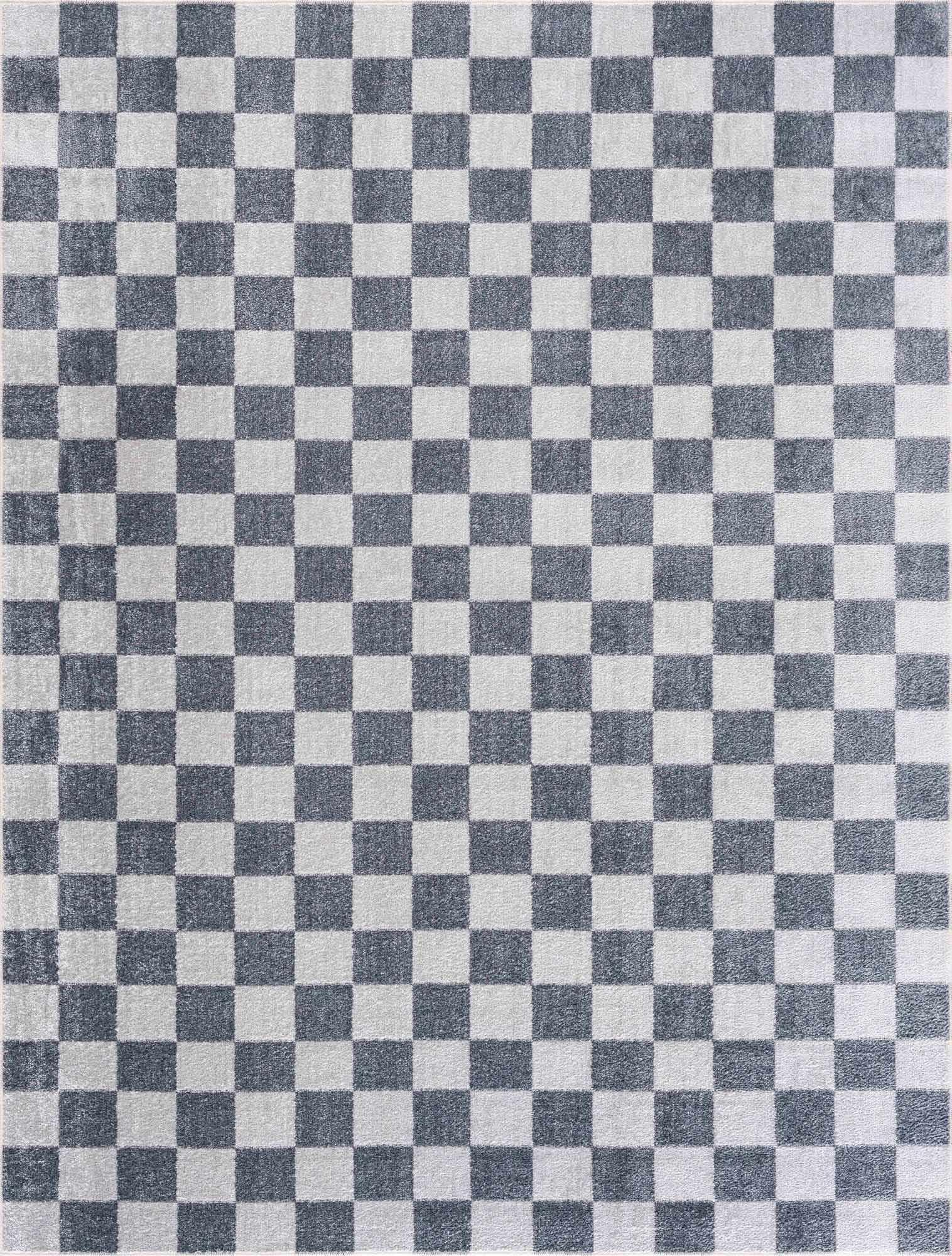 Alie Gray Checkered Washable Area Rug - House Of Avana