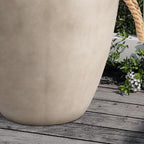 Concrete Outdoor End Table, 17'' Hemp Rope Side Table, Light Gray, Farmhouse Style, Modern Art Patio... - House Of Avana