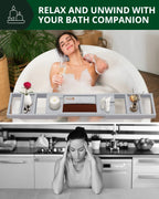 Bathtub Caddy Tray, Gray, side view - House Of Avana