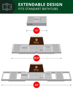 Bathtub Caddy Tray, Gray, top view - House Of Avana